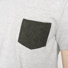 Load image into Gallery viewer, Pocket Tee - Heather Grey - Triple Yarn Twist Brushed Flannel - Forest Green
