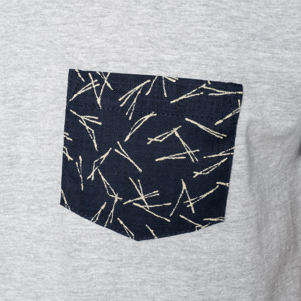 Pocket Tee - Heather Grey + Matsuba Pine Needles - Indigo by Naked & Famous Denim