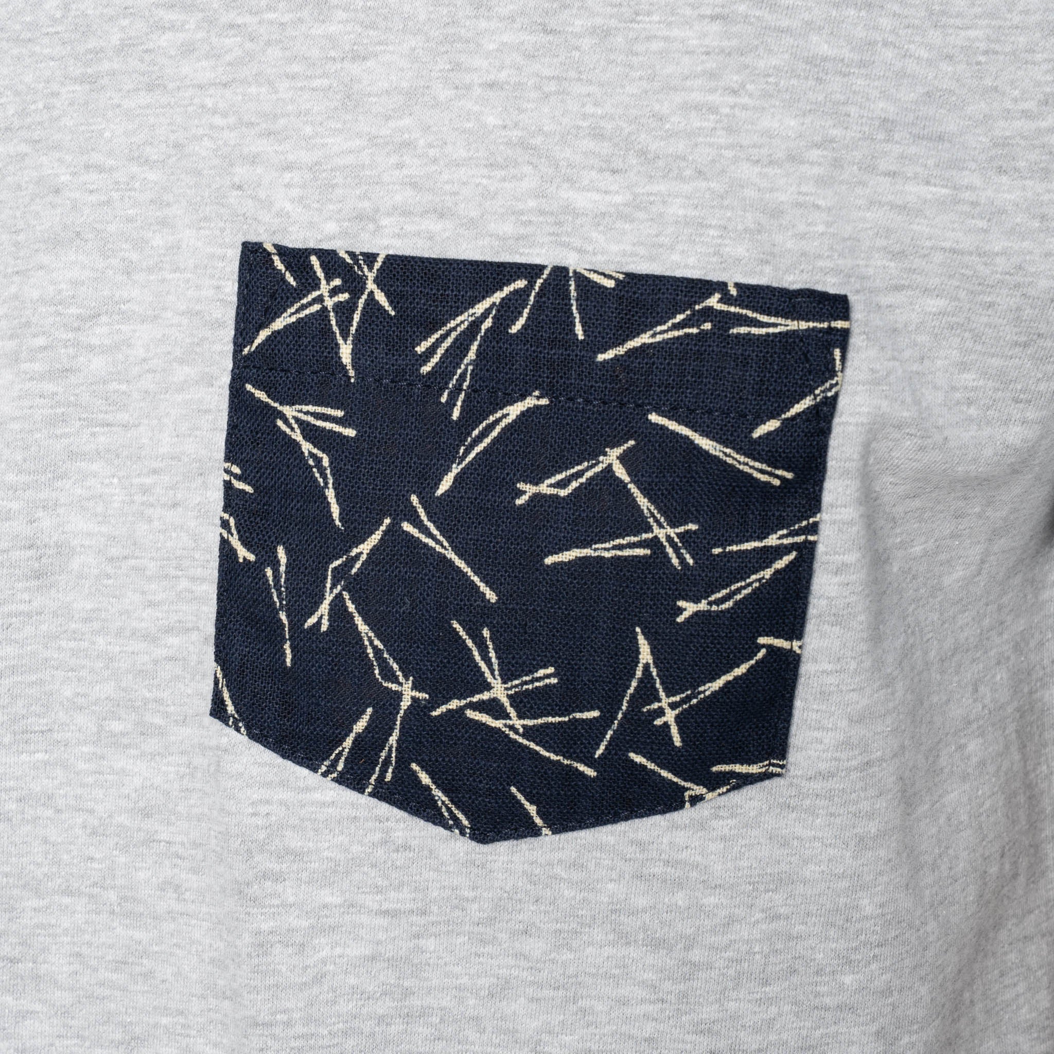 Pocket Tee - Heather Grey + Matsuba Pine Needles - Indigo by Naked & Famous Denim