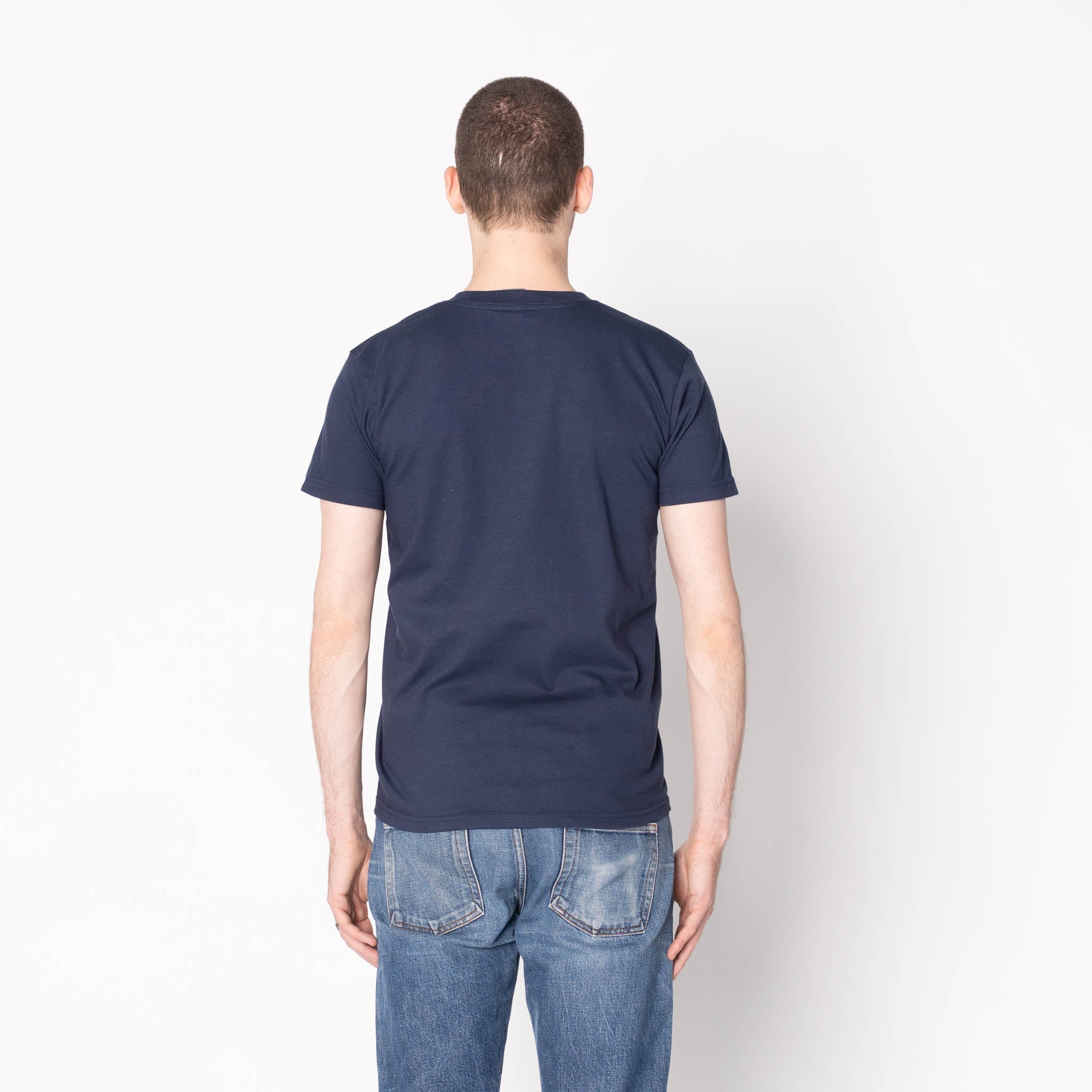 Pocket Tee   - Navy -   Kimono Print Rain by Naked & Famous Denim