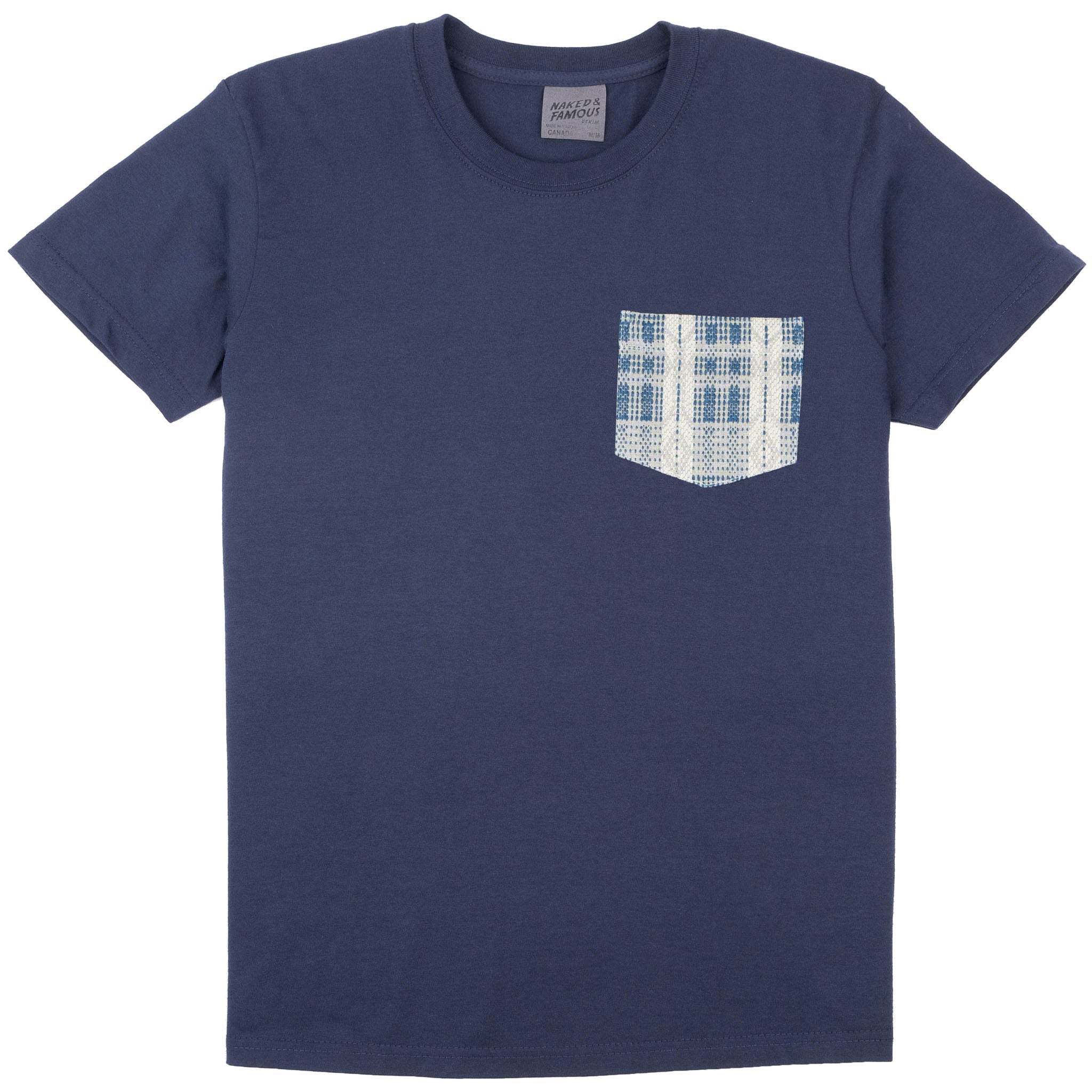 Pocket Tee - Navy - Sashiko Weave - White / Indigo by Naked & Famous Denim