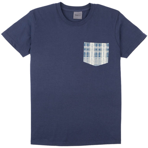 Pocket Tee - Navy - Sashiko Weave - White / Indigo by Naked & Famous Denim