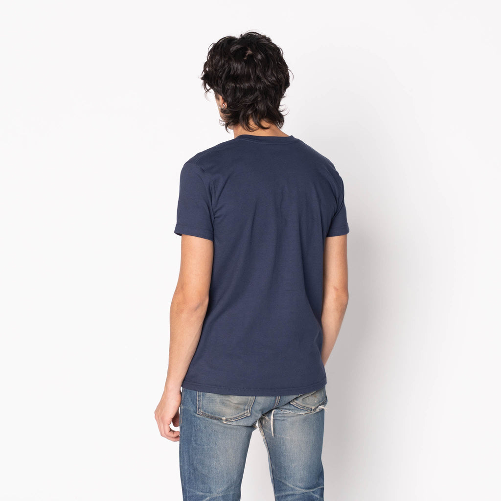 Pocket Tee - White - Printed Autumn - Navy by Naked & Famous Denim