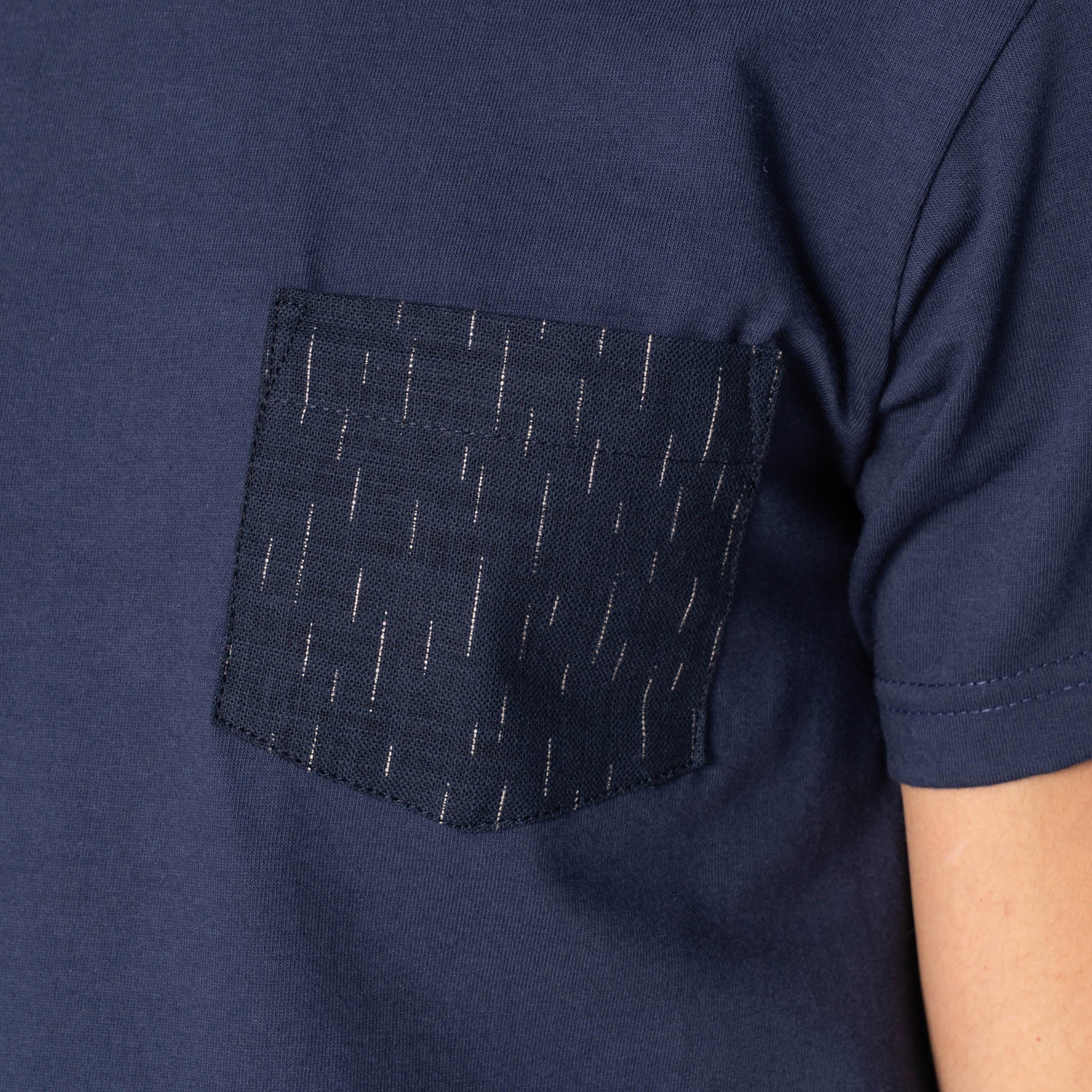 Pocket Tee - White - Printed Autumn - Navy by Naked & Famous Denim