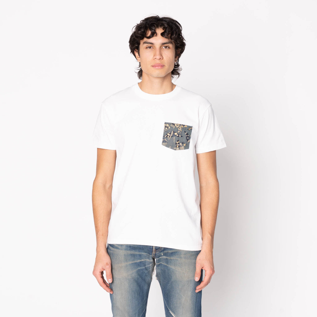 Pocket Tee - Heather Grey - Kimono Scramble - Indigo by Naked & Famous Denim
