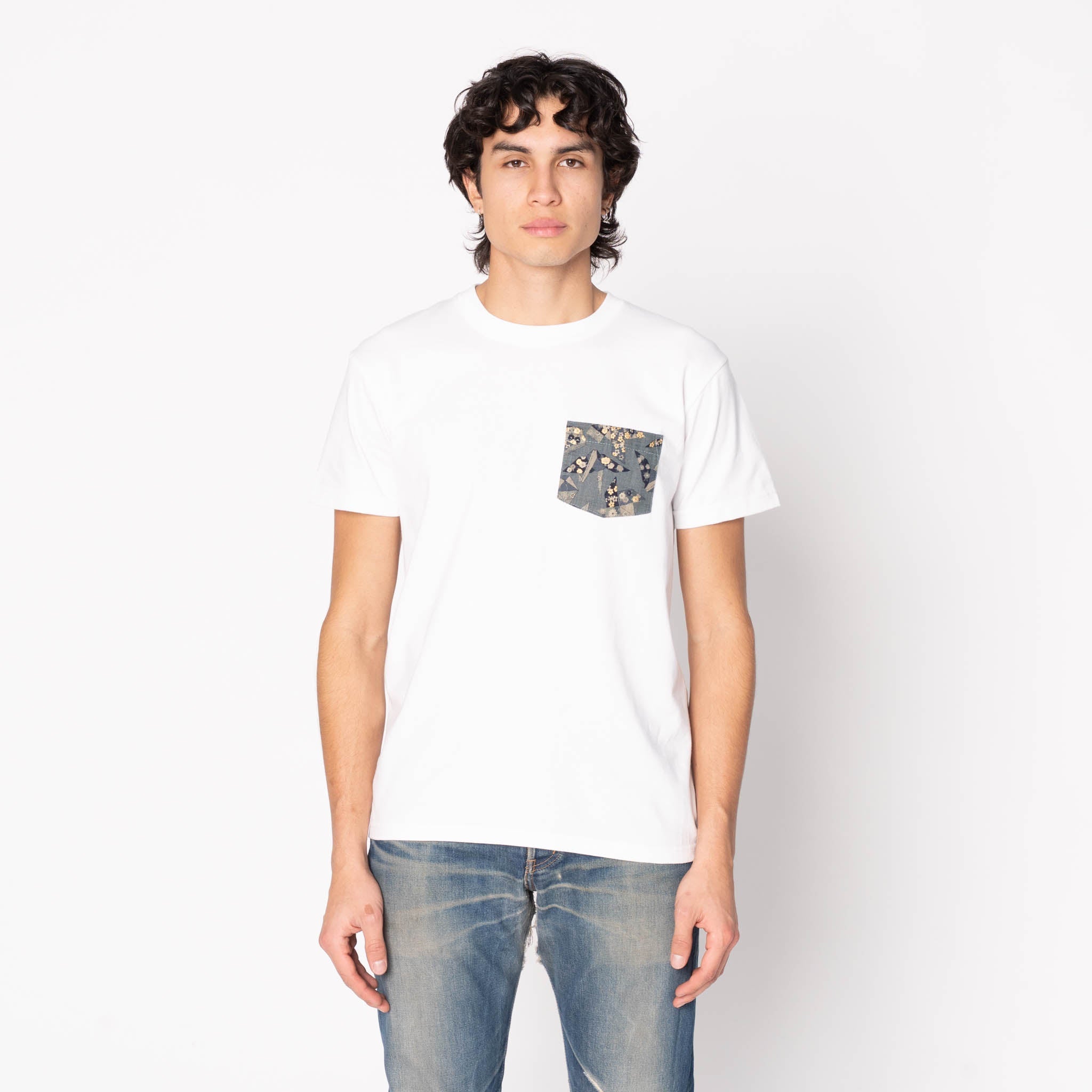 Pocket Tee - Heather Grey - Kimono Scramble - Indigo by Naked & Famous Denim