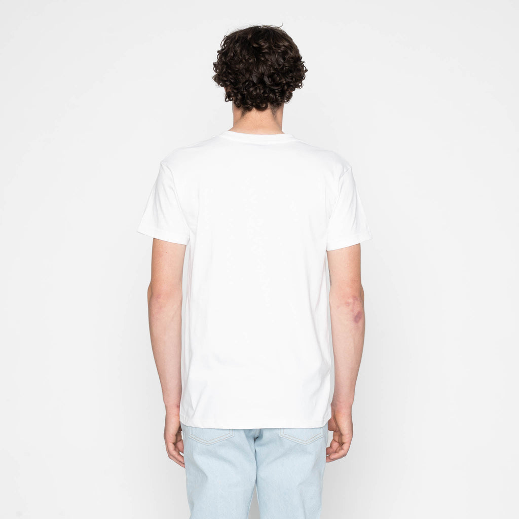 Pocket Tee - White + Seigaiha Waves - Indigo by Naked & Famous Denim