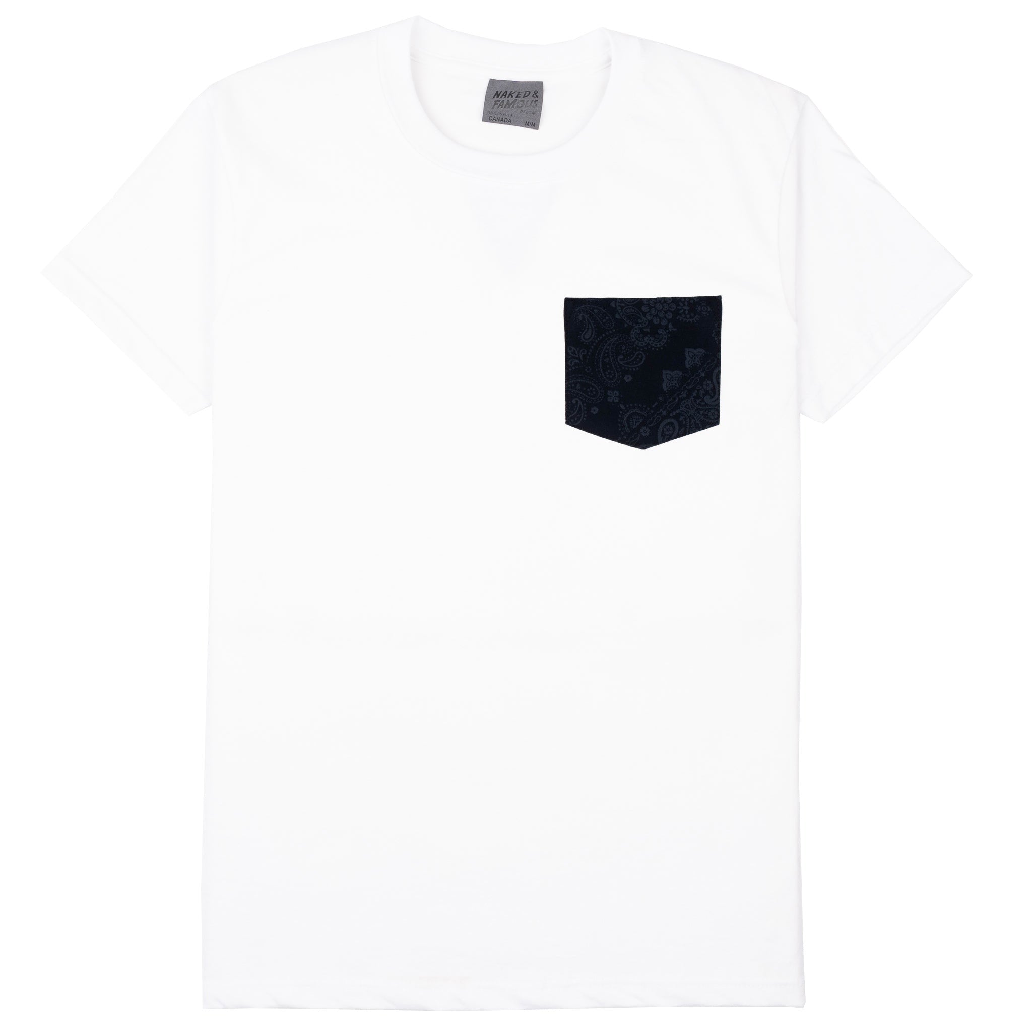 Pocket Tee - White - Brushed Hankercheif - Indigo by Naked & Famous Denim
