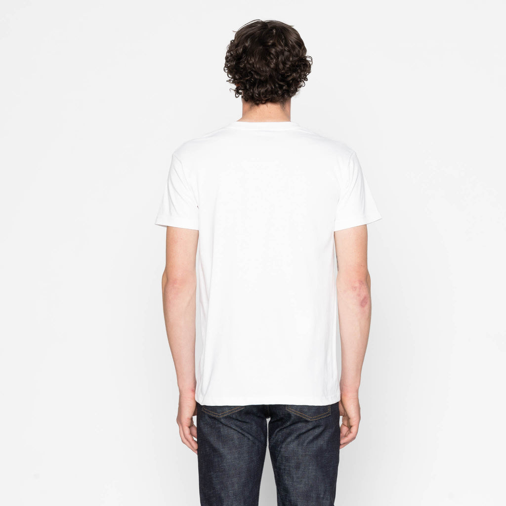 Pocket Tee - White + Matsuba Pines Needle - Indigo by Naked & Famous Denim