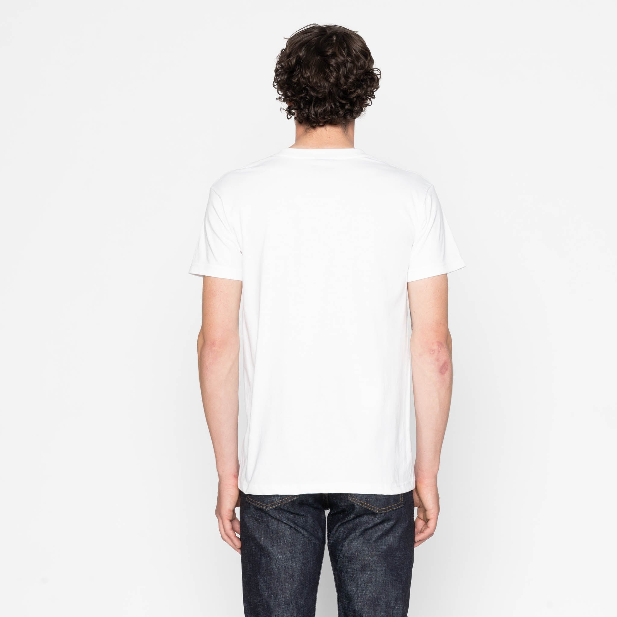 Pocket Tee - White + Matsuba Pines Needle - Indigo by Naked & Famous Denim