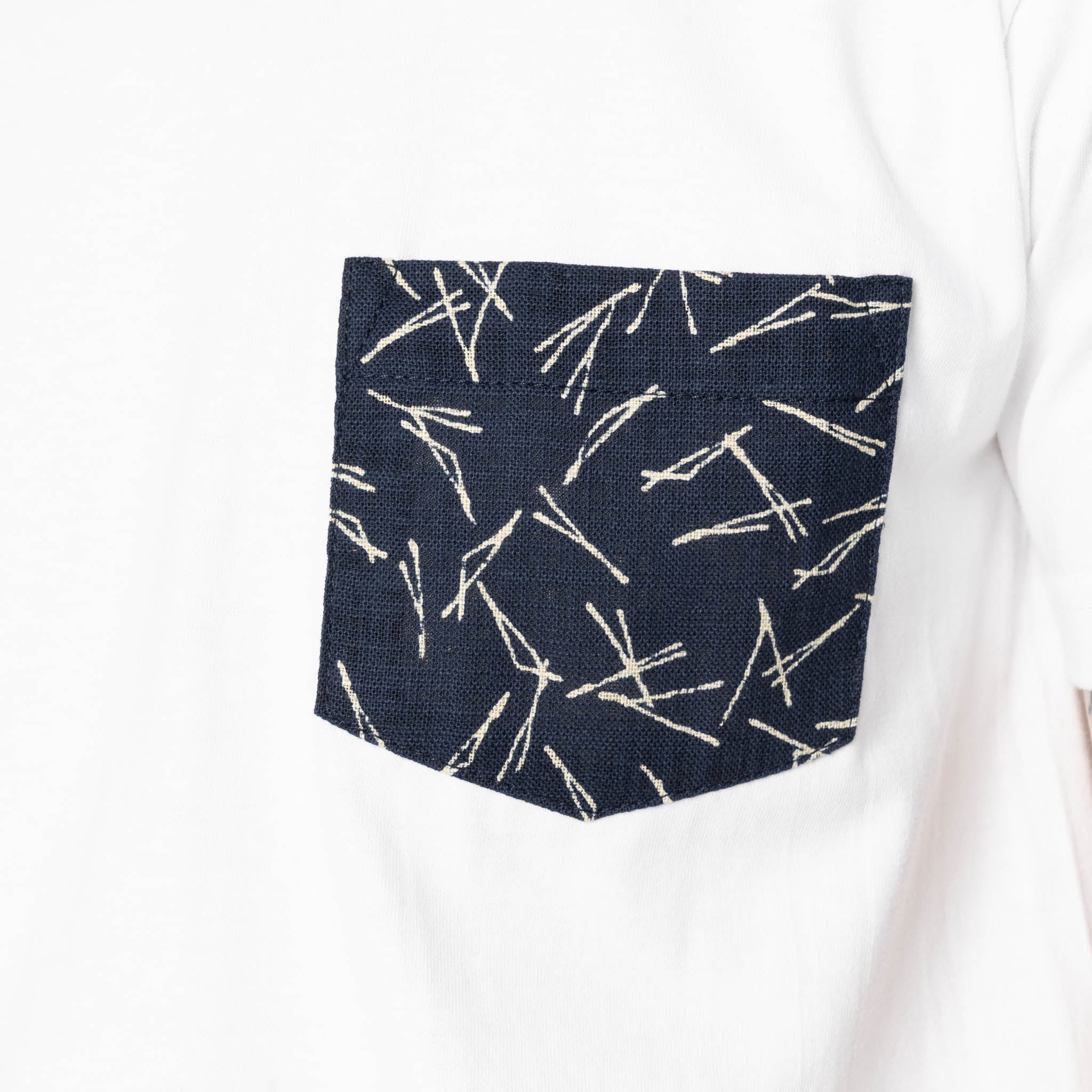 Pocket Tee - White + Matsuba Pines Needle - Indigo by Naked & Famous Denim