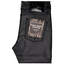 Load image into Gallery viewer, Stacked Guy - Wax Coated Black Stretch | Naked &amp; Famous Denim
