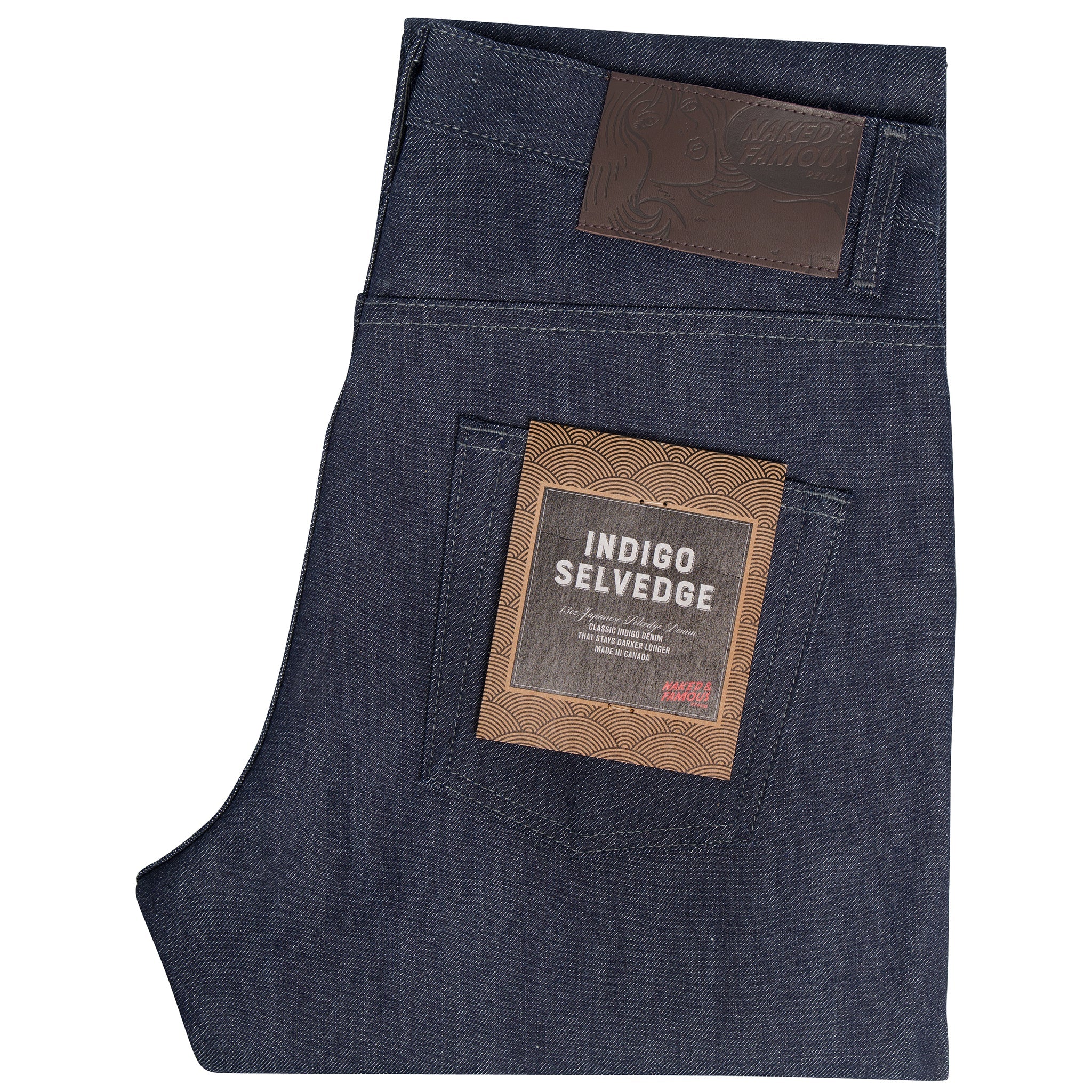 Naked factory & Famous Indigo Selvedge Regular Guy Button Fly Dark Wash Jeans 32x27