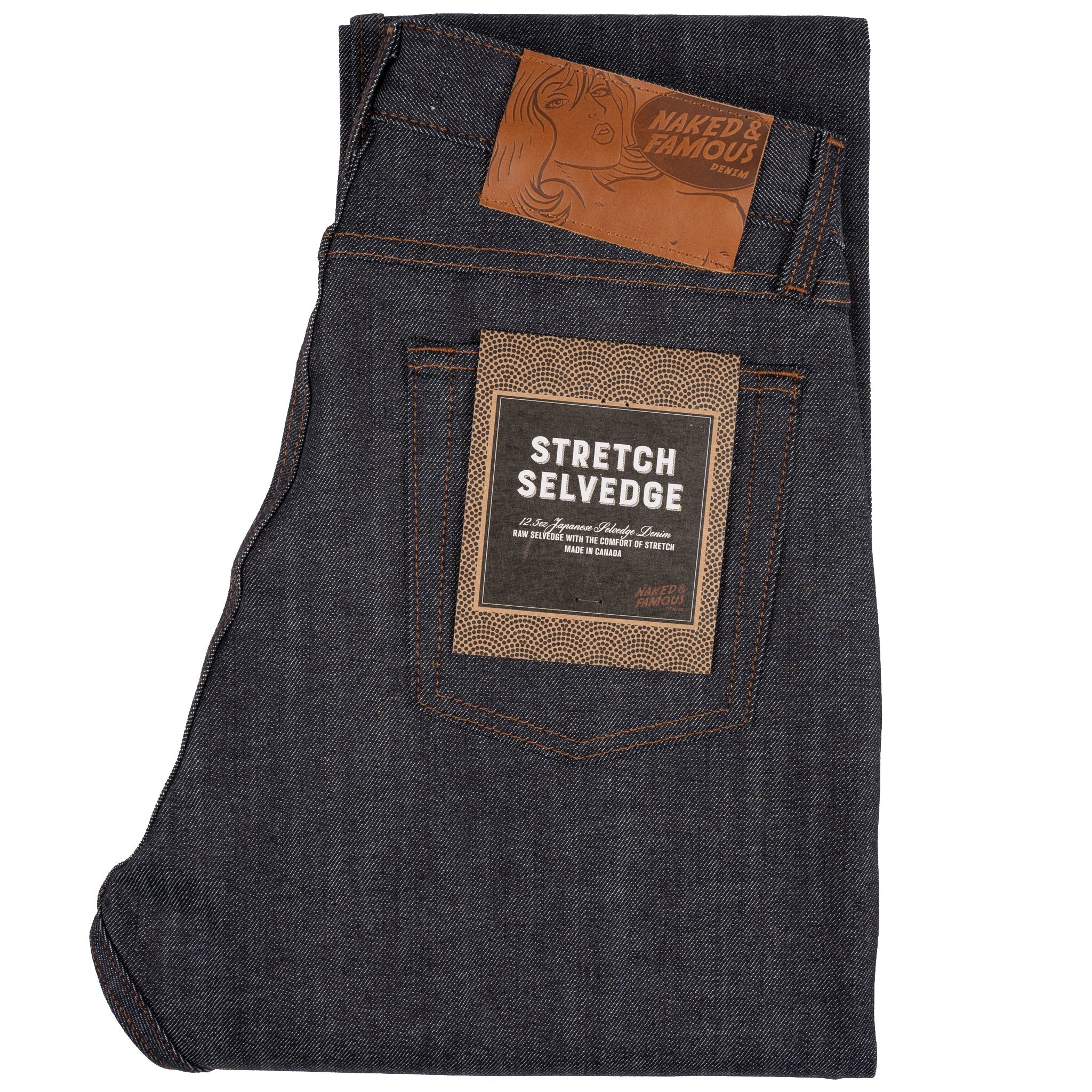 New Naked & Famous 2024 Super Guy Size 30 Black x Grey Stretch Selvedge Denim