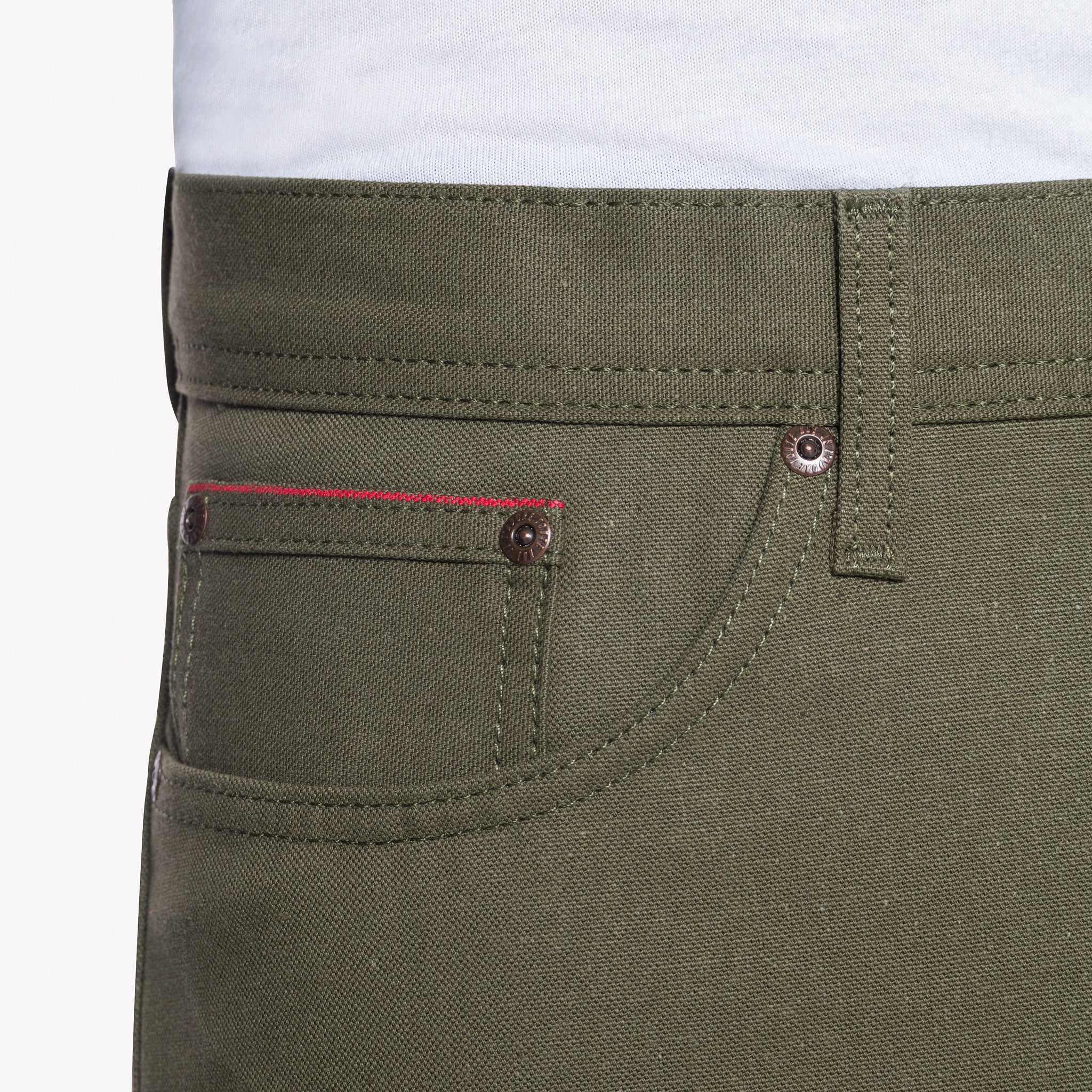 Weird Guy - Army Green Duck Selvedge by Naked & Famous Denim