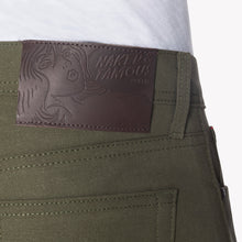 Load image into Gallery viewer, Weird Guy - Army Green Duck Selvedge | Naked &amp; Famous Denim
