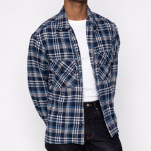 Load image into Gallery viewer, Work Shirt - Triple Yarn Twill Check Brush - Navy | Naked &amp; Famous Denim
