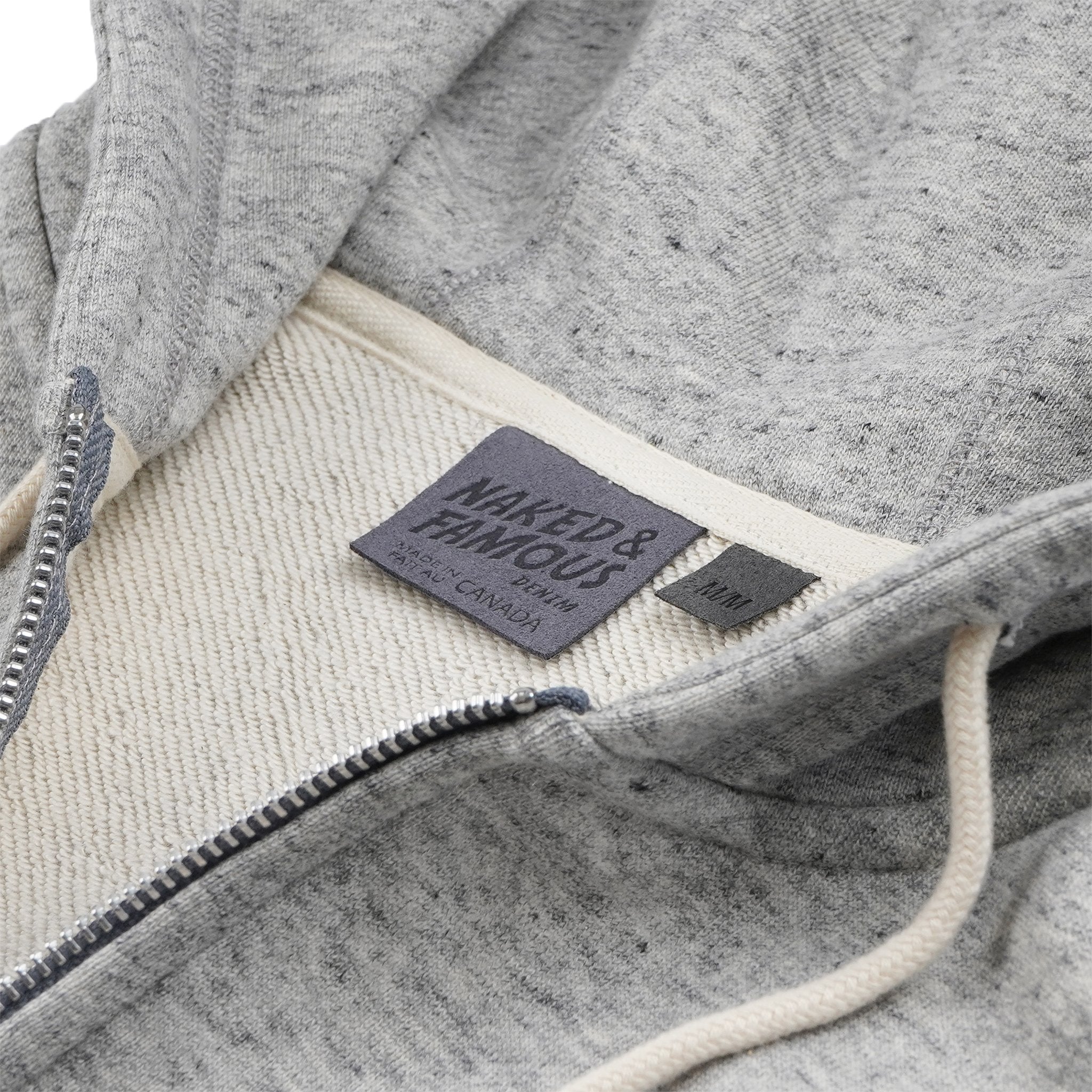 Zip Hoodie - Heavyweight Terry - Grey | Naked & Famous Denim