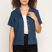 Load image into Gallery viewer, Camp Collar Shirt - French Linen Fine Canvas - Blue | Naked &amp; Famous Denim
