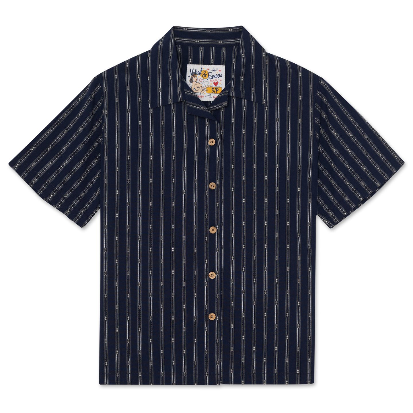 Camp Collar Shirt - Vintage Dobby Stripes - Navy