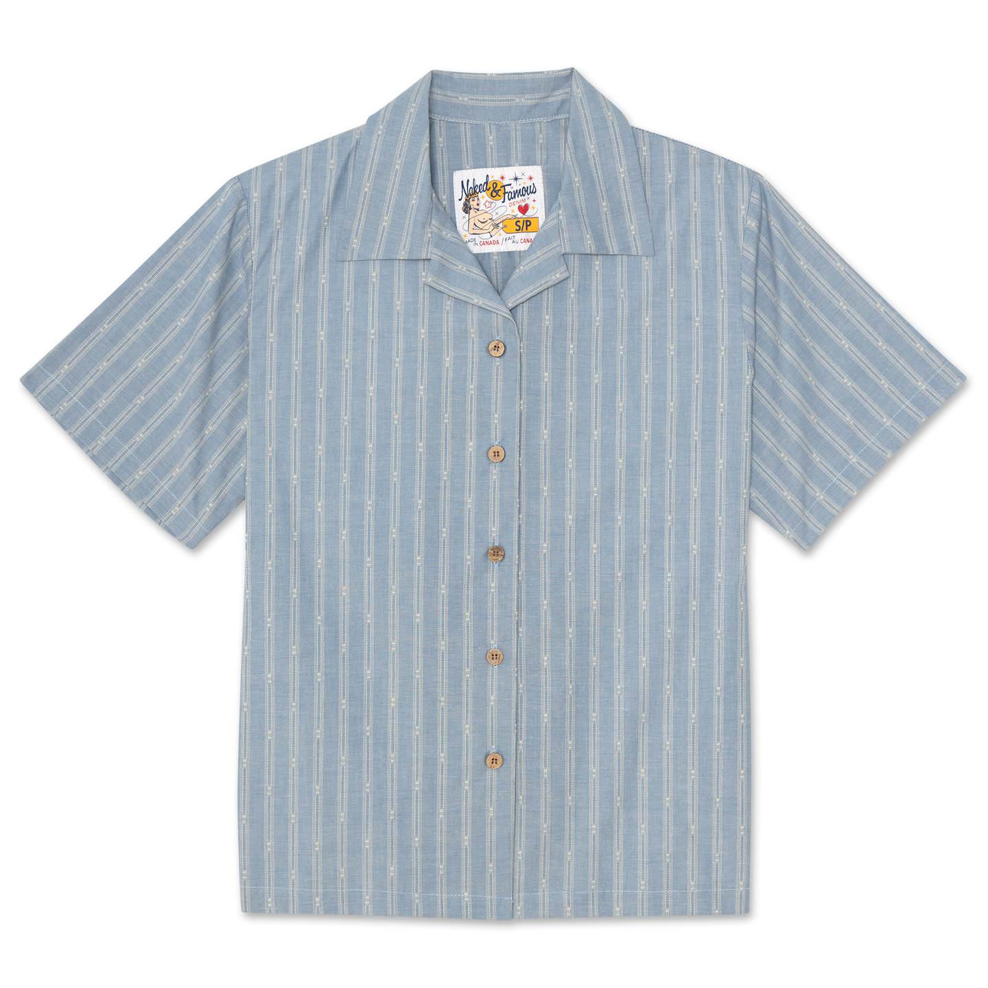 Camp Collar Shirt - Vintage Dobby Stripes - Pale Blue