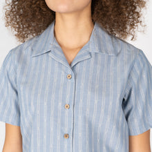 Load image into Gallery viewer, Camp Collar Shirt - Vintage Dobby Stripes - Pale Blue

