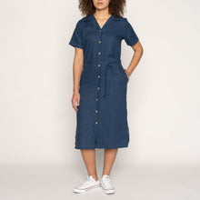 Load image into Gallery viewer, Aloha Dress - French Linen Fine Canvas - Blue | Naked &amp; Famous Denim
