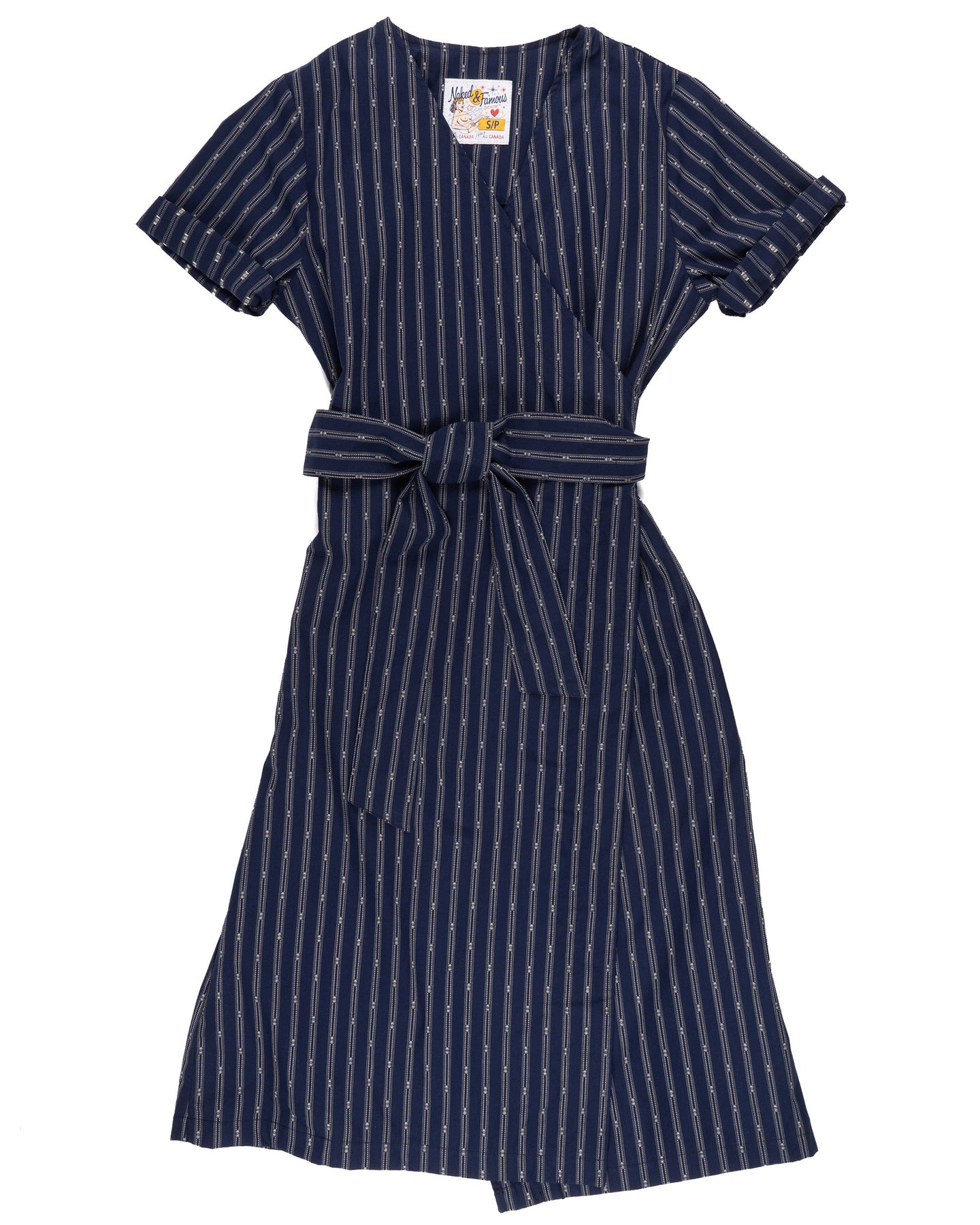 Wrap Dress - Vintage Dobby Stripes - Navy | Naked & Famous Denim