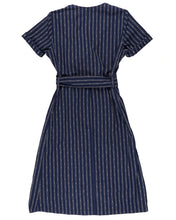 Load image into Gallery viewer, Wrap Dress - Vintage Dobby Stripes - Navy | Naked &amp; Famous Denim
