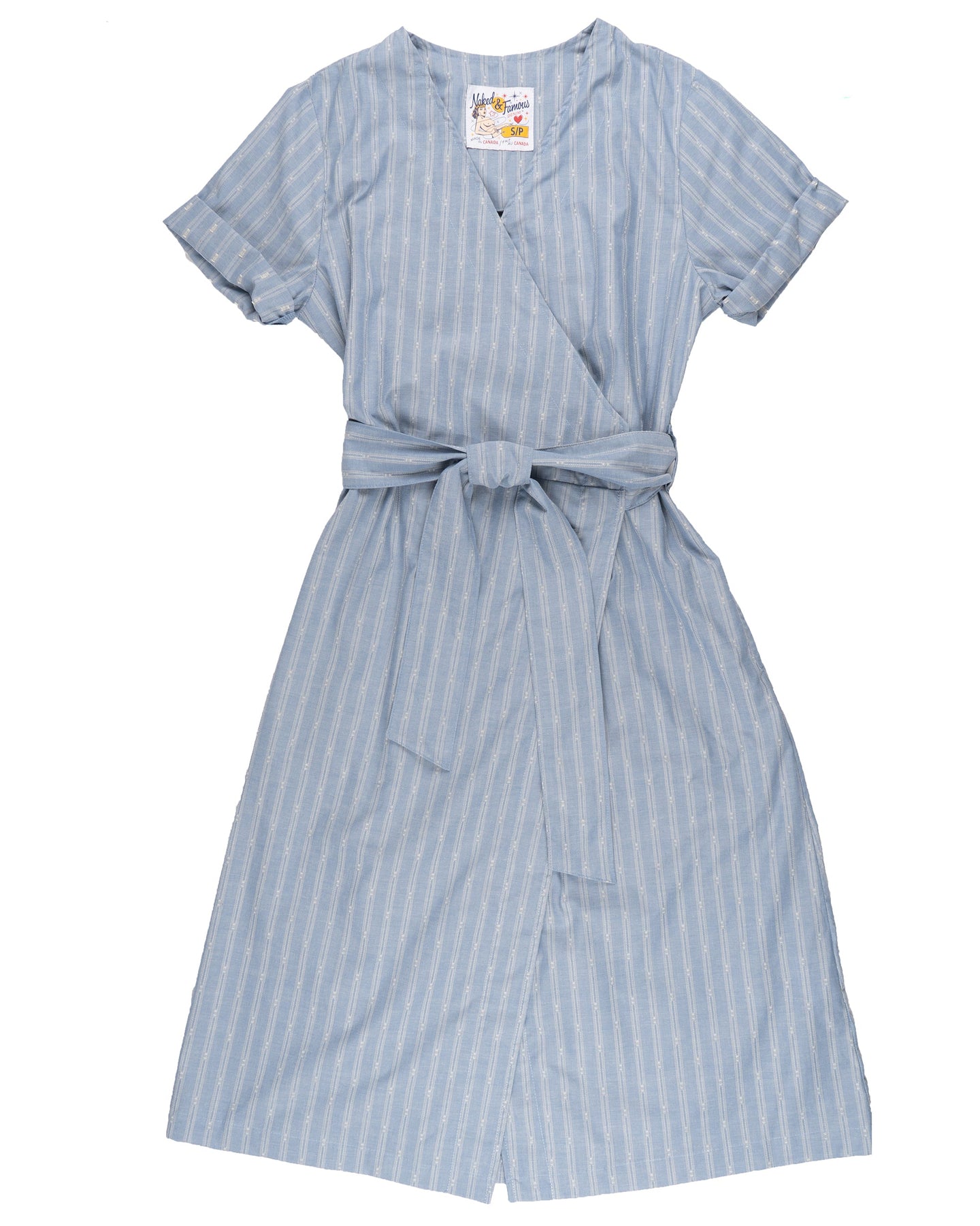 Wrap Dress - Vintage Dobby Stripes - Pale Blue | Naked & Famous Denim