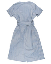 Load image into Gallery viewer, Wrap Dress - Vintage Dobby Stripes - Pale Blue | Naked &amp; Famous Denim
