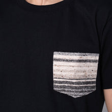 Load image into Gallery viewer, Pocket Tee - Black + Heavyweight Stripe Grey | Naked &amp; Famous Denim
