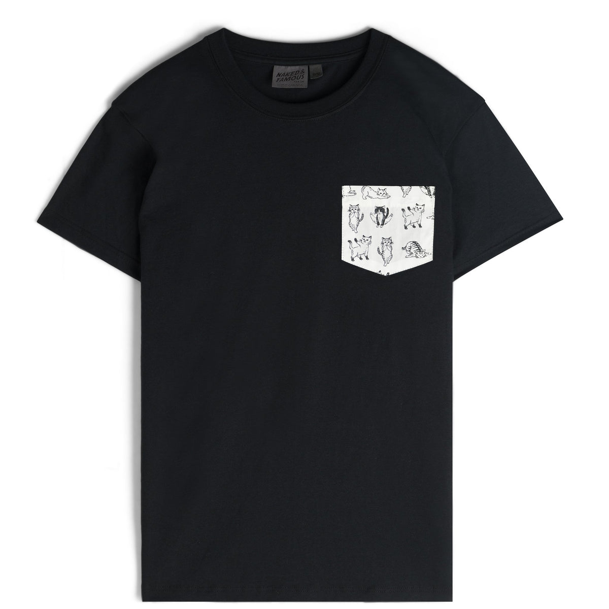Pocket Tee - Black + Yoga Cats | Naked & Famous Denim