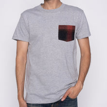 Load image into Gallery viewer, Pocket Tee - Heather Grey + Tweedy Cotton Vintage Brushed - Red | Naked &amp; Famous Denim
