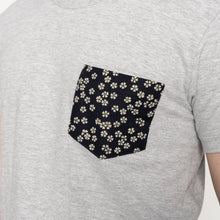 Load image into Gallery viewer, Pocket Tee - Heather Grey - Kimono Flowers | Naked &amp; Famous Denim
