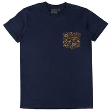 Load image into Gallery viewer, Pocket Tee - Navy + Bandana Cloth - Brown | Naked &amp; Famous Denim
