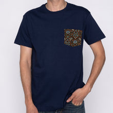 Load image into Gallery viewer, Pocket Tee - Navy + Bandana Cloth - Brown | Naked &amp; Famous Denim
