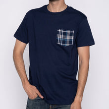 Load image into Gallery viewer, Pocket Tee - Navy + Triple Yarn Twill Check Brush - Navy | Naked &amp; Famous Denim
