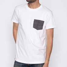Load image into Gallery viewer, Pocket tee - White + Kimono Print - Scales | Naked &amp; Famous Denim
