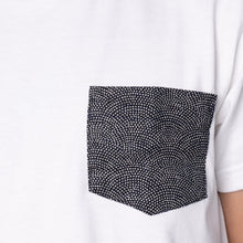 Load image into Gallery viewer, Pocket tee - White + Kimono Print - Scales | Naked &amp; Famous Denim
